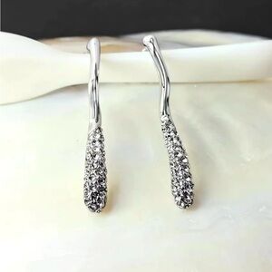Linear Crystal Earrings Pave’ Silver Alexis Bittar Solanales STYLE O28